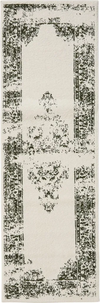 Tapis de cuisine ou couloir Sintra 80x240 cm - Déco moderne Vert/Crème
