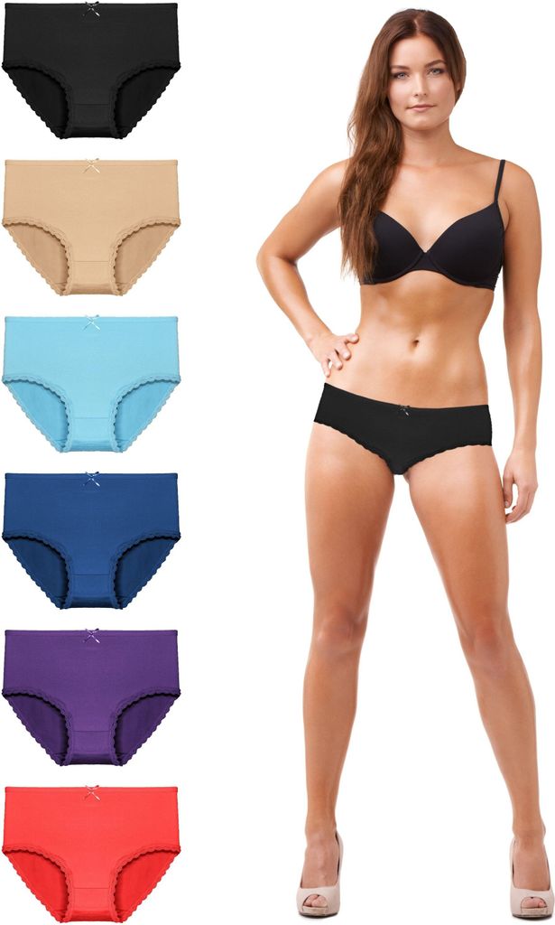 TEXEMP 6er Pack Damen Slips Baumwolle Unterwäsche Schlüpfer Unterhosen Set | B164 - M - 6 Stück