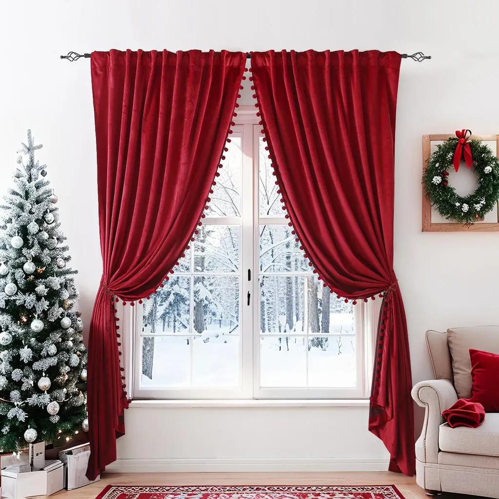 Tende Oscuranti Da Cucina Valea Home - 2 Pannelli Bordeaux 76x114 Cm, Impermeabili E Morbide