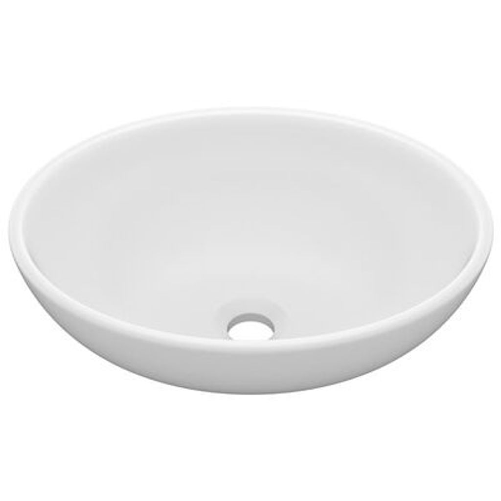 ZMH Ovales Waschbecken Keramik Hängewaschbecken Matt Weiß Aufsatzwaschbecken 40x33 cm für Badezimmer