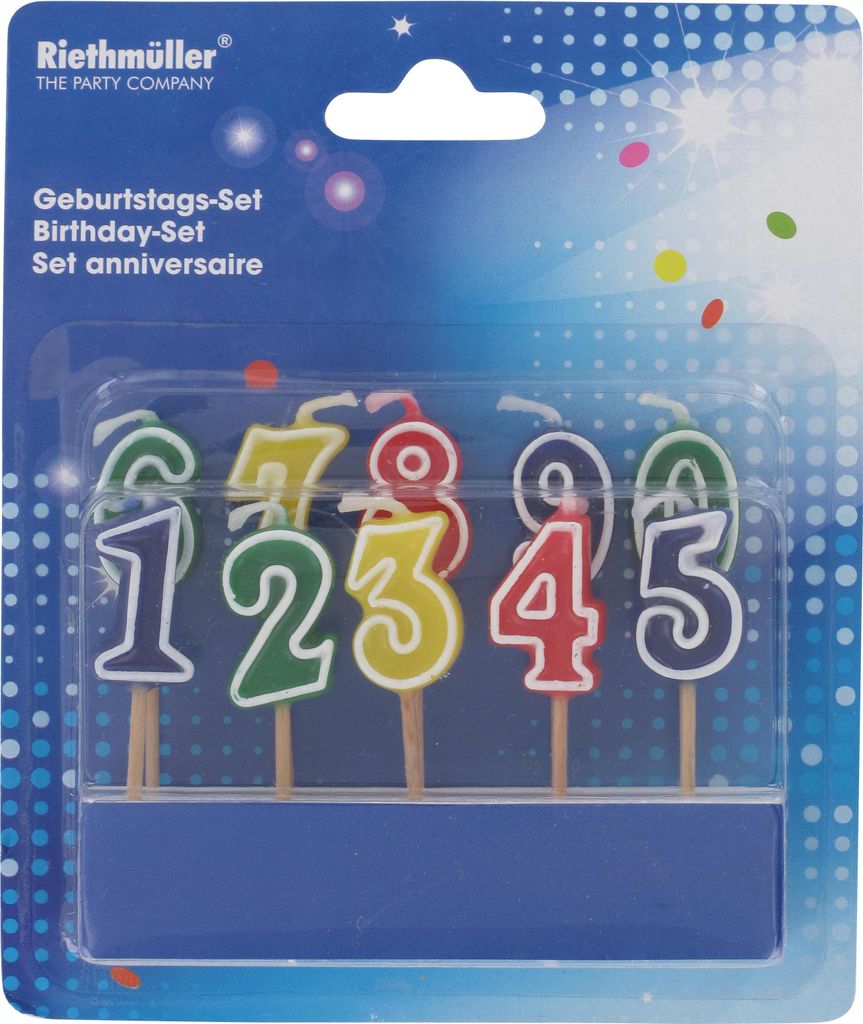 Bunte Zahlen 0-9 Kerzen Set Für Torten 10 Stück