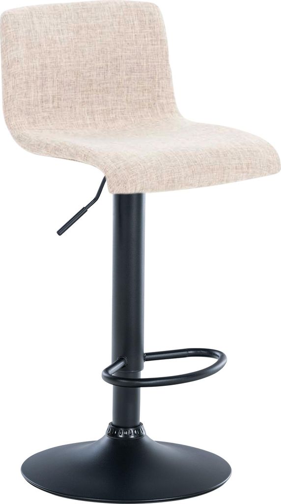 Barhocker PESAN - Stoff Creme 39x36x84 cm Schwarz | Barstuhl Höhenverstellbar Mit Lehne Drehbar Tresenhocker Tresenstuhl Kneipenhocker Kneipenstuhl