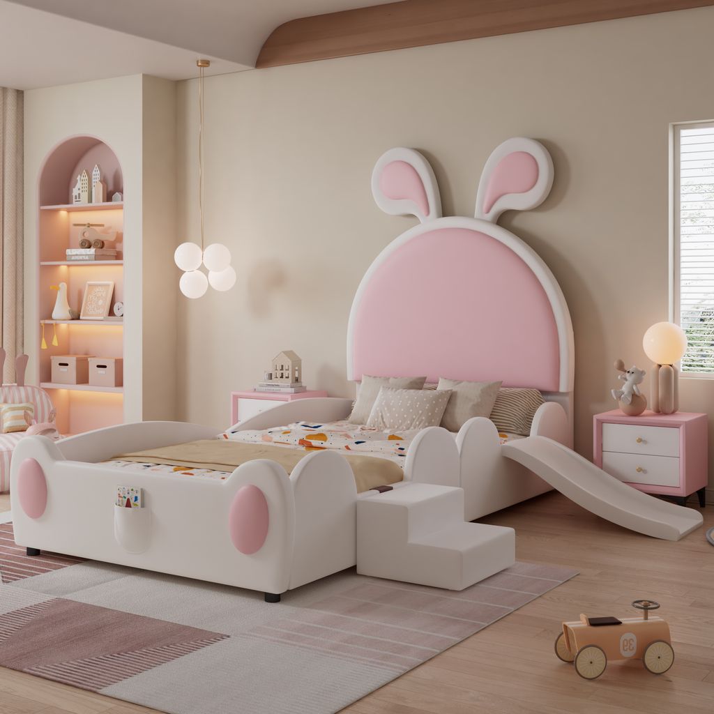 A child's bedroom with a themed bed.
