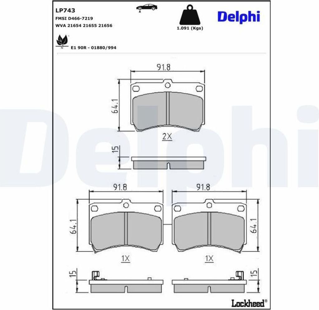 DELPHI Bremsbeläge Satz Vorne Bremsklötze für KIA RIO Kombi (DC) LP743