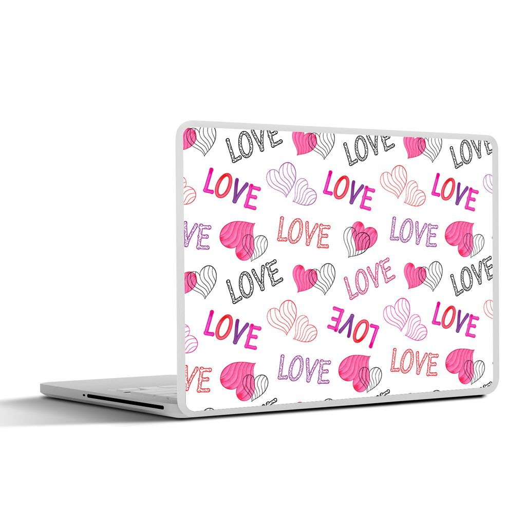 MuchoWow Laptop Aufkleber Sticker Cover Liebe - Valentinstag - Muster 25x18 cm - Laptop-Deko