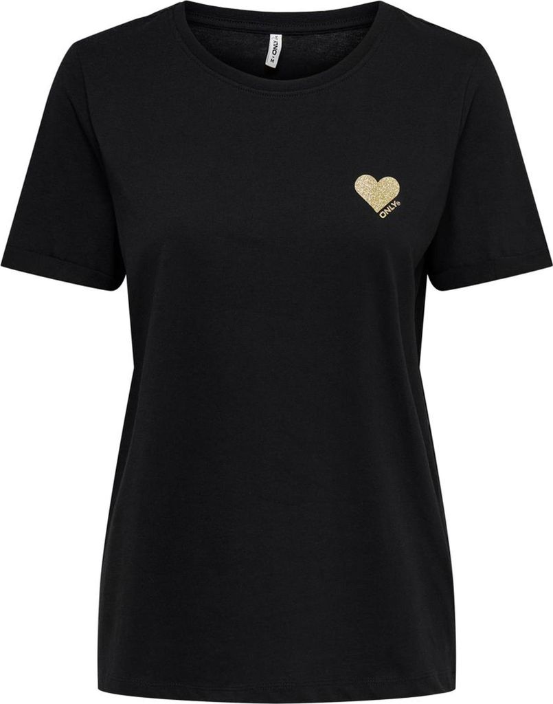 ONLY Einfarbiges T-Shirt mit Brand Herz Basic Kurzarm Produktbild 