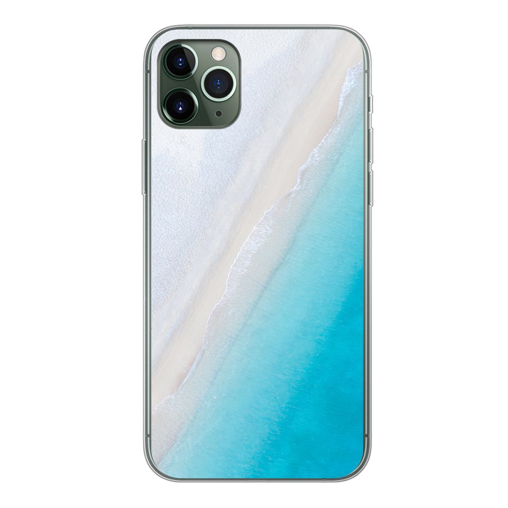 MuchoWow Handyhülle Schutzhülle Hülle für iPhone 11 Pro Max Strand - Meer - Blau Silikon Softcase Handy Hülle - Schutz