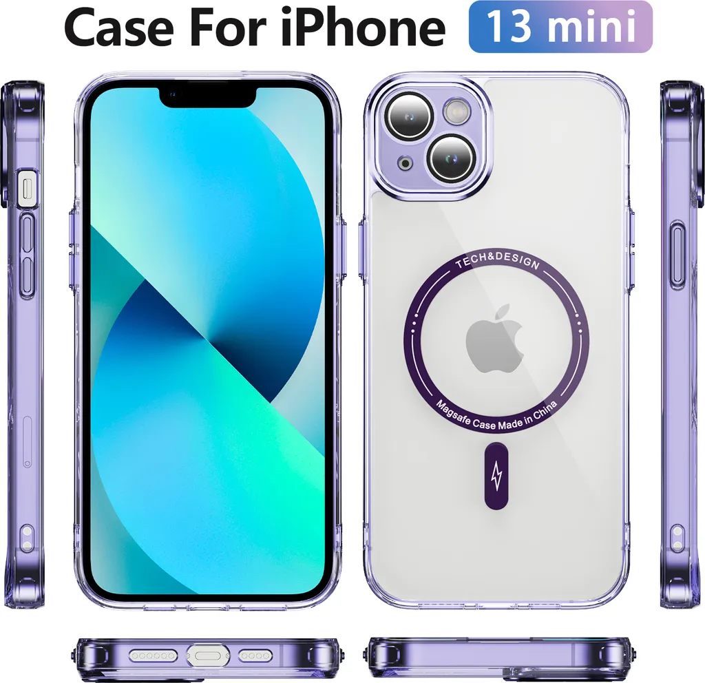 Custodia iPhone 13 Mini MagSafe Viola Trasparente - Protezione Ibrida - 2