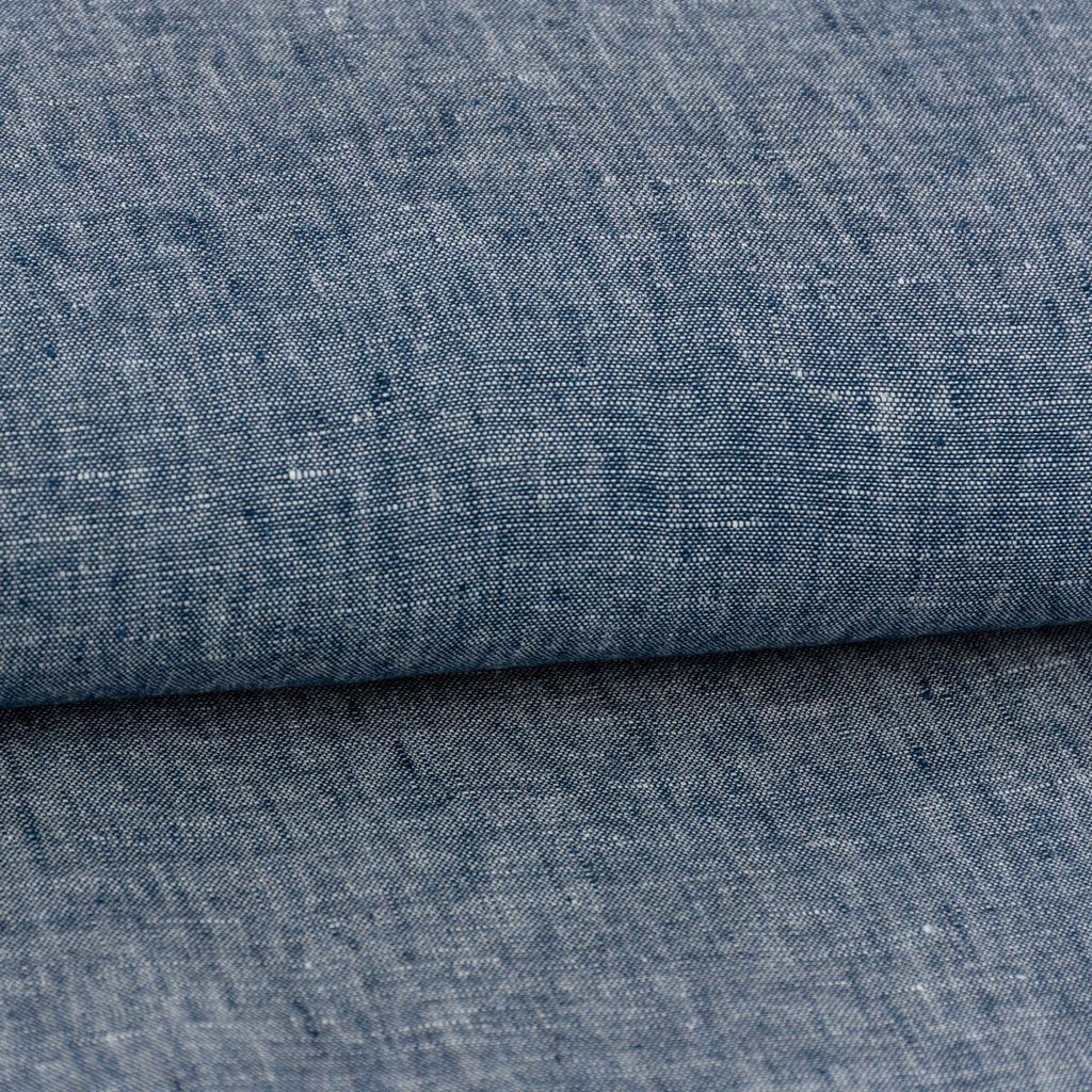 Leinenstoff Reinleinen 100% Linnen Georgio uni jeansblau meliert 1,37m