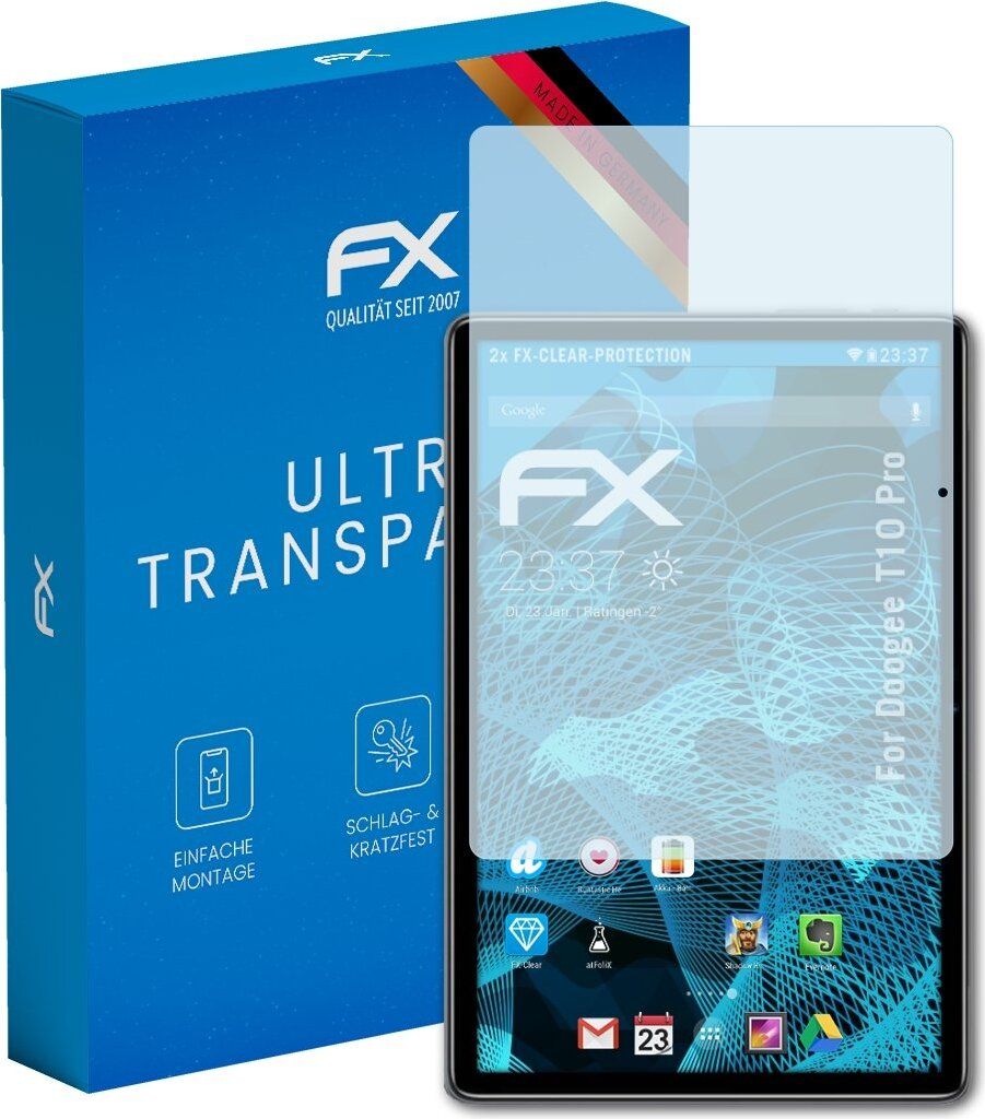 atFoliX FX-Clear 2x Schutzfolie kompatibel mit Doogee T10 Pro Displayschutzfolie