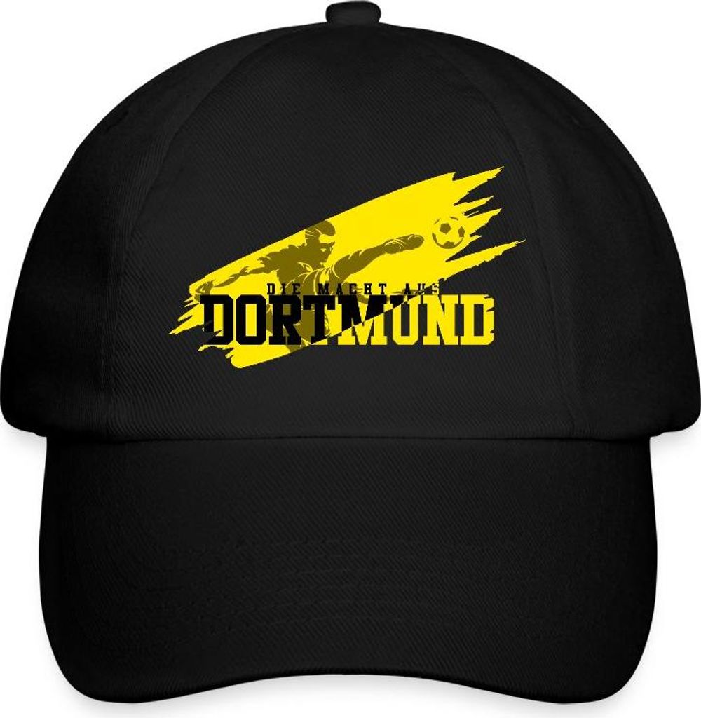 Spreadshirt Die Macht Aus Dortmund Schwarz-Gelb Fußball Fan Baseballkappe, One size, Schwarz/Schwarz