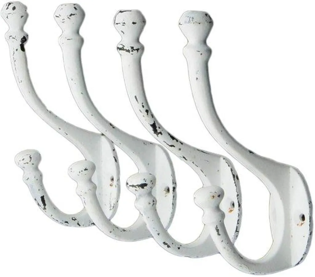 Crochets muraux forgés blancs 12cm style antique pour manteaux et sacs
