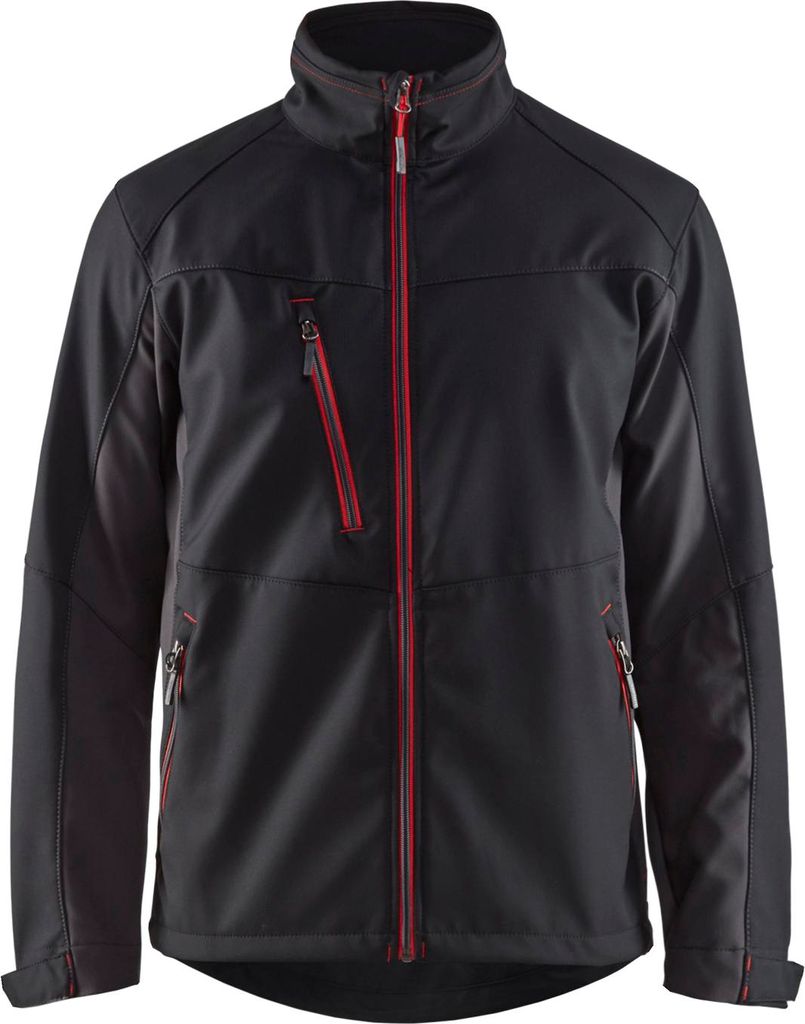 Blakläder Softshell Jacke Mittelgrau/Schwarz 4950 2516, Farbe:schwarz/rot, Größe:S