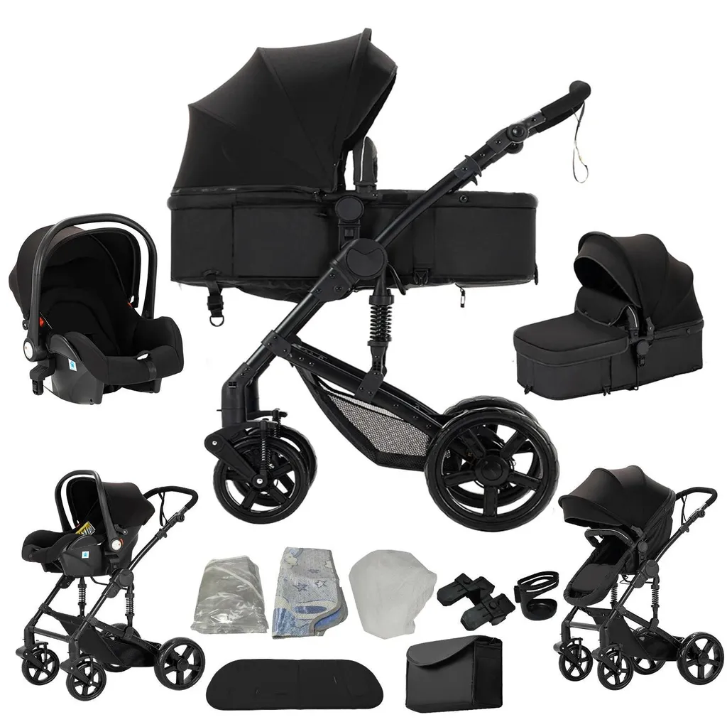 Fini l'encombrement avec la poussette 3-en-1 compacte B588-Noir légère