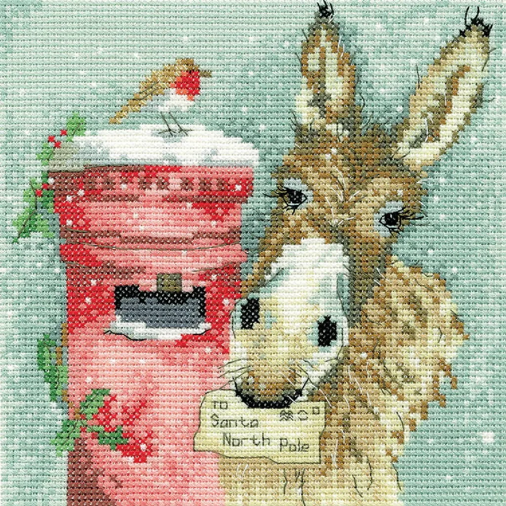 Kit Broderie Aida Heritage 15x15cm Souhait d'âne Motif Point de Croix