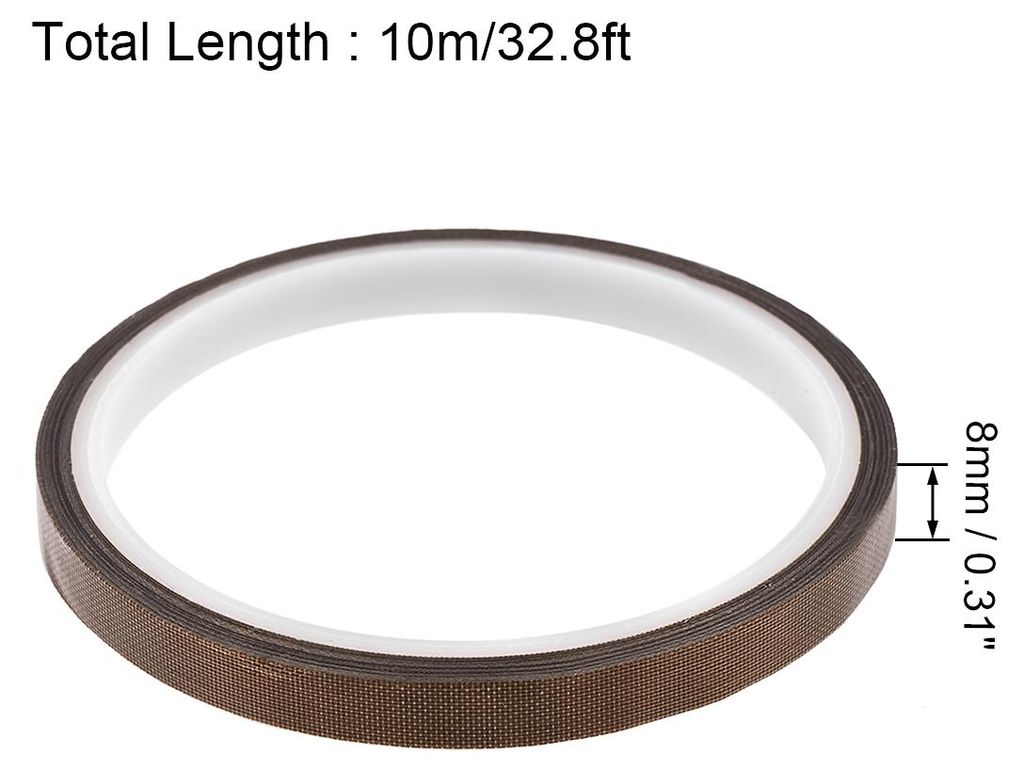 Glasfaser PTFE Klebeband 8mm x 10m (Breite*L?nge) PTFE Dichtungsband Selbstklebend PTFE Gewindedichtband Hitzebest?ndig Braun PTFE Band fš¹r Vaku...