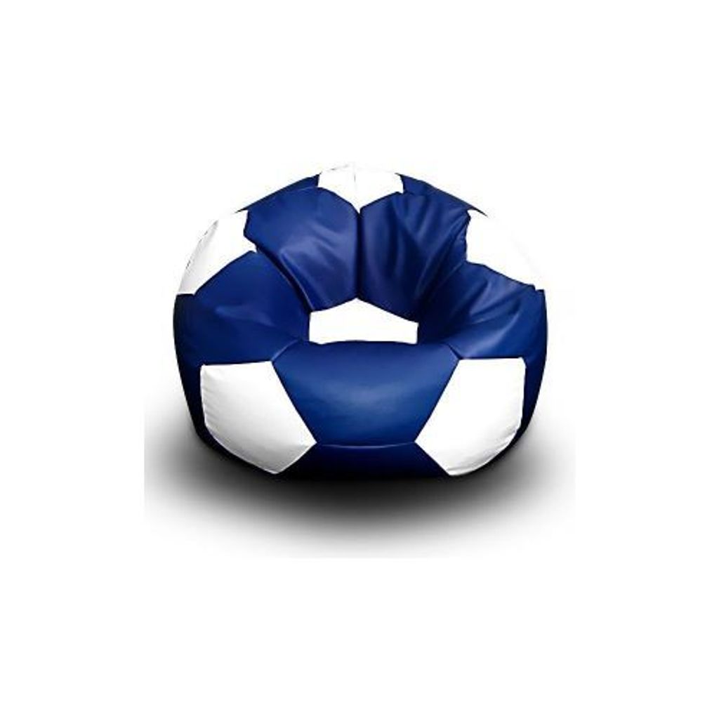 A beanbag chair shaped like a soccer ball.