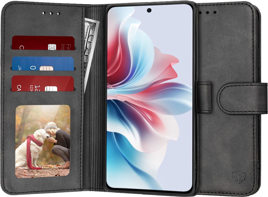 Techsuit Diary Book Wallet Klapphülle für Oppo Reno11 F 5G - Schwarz