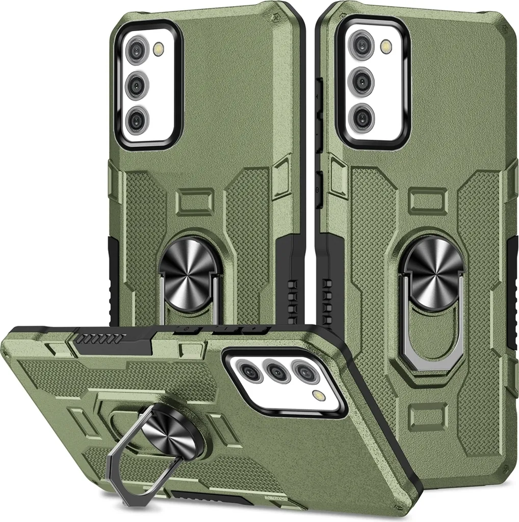 Cover Rugged Galaxy A03S Verde: Protezione Doppia e Ring Kickstand