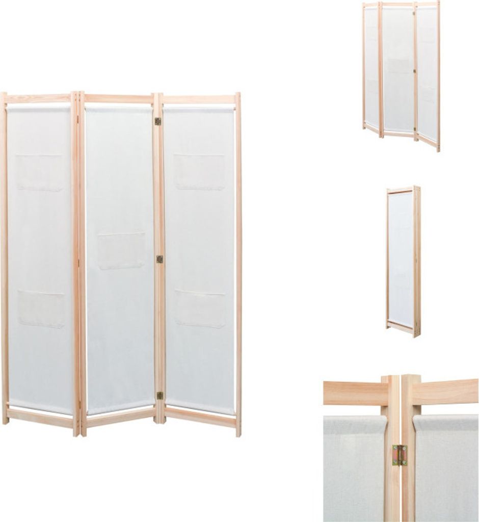 vidaXL Séparation de pièce en 3 parties Crème 120 x 170 x 4 Image du produit 