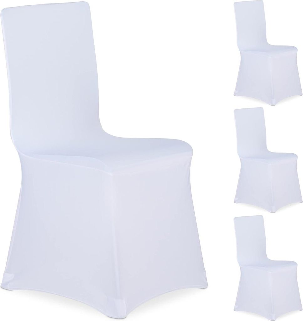 8x Stuhlhussen weiß - waschbare Stuhlhusse - Stuhlhussen-Set - Möbelhusse Stuhl