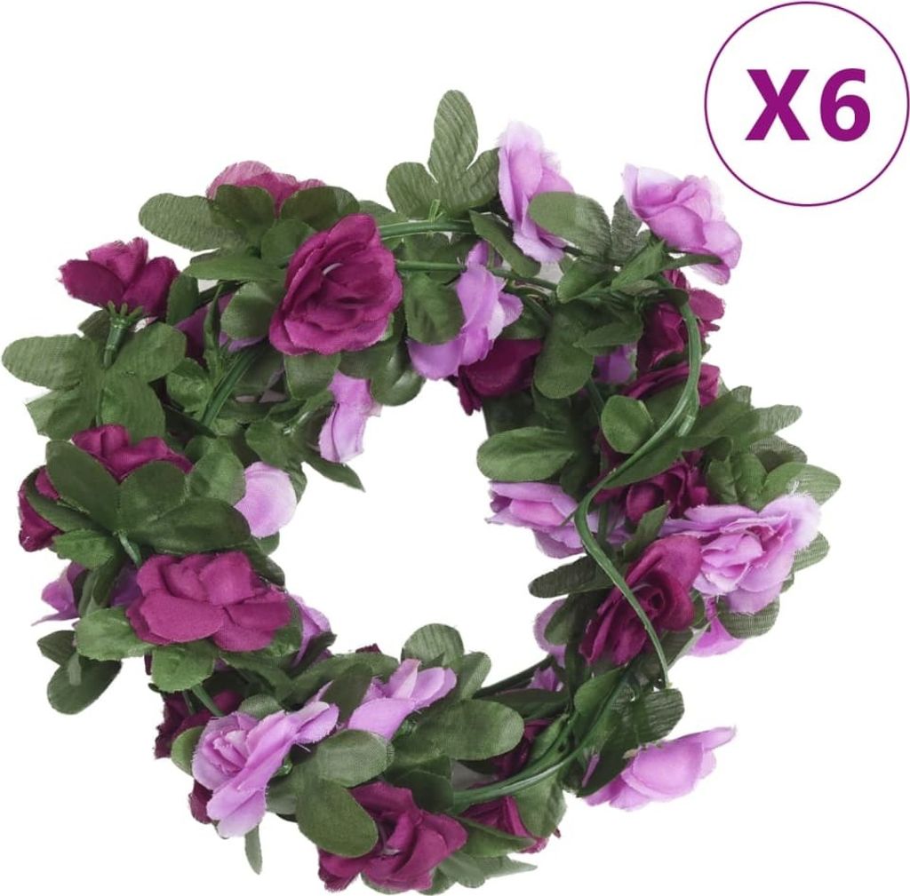"im Angebot" Weihnachtskränze 6 Stk. Frühlingsrosen Helllila 250 cm - Kunstpflanzen CC16501