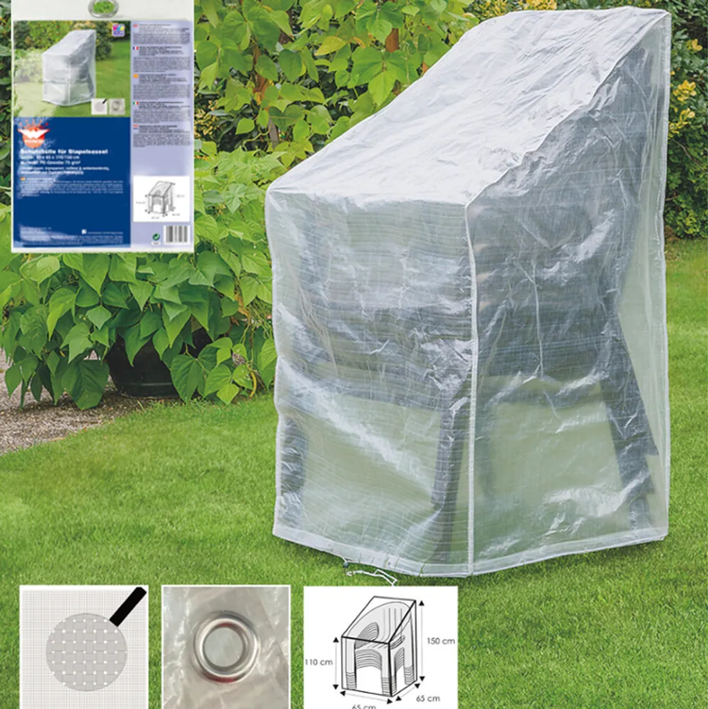 Copertura sedie impilabili 65x65x110/150 - Protezione trasparente giardino