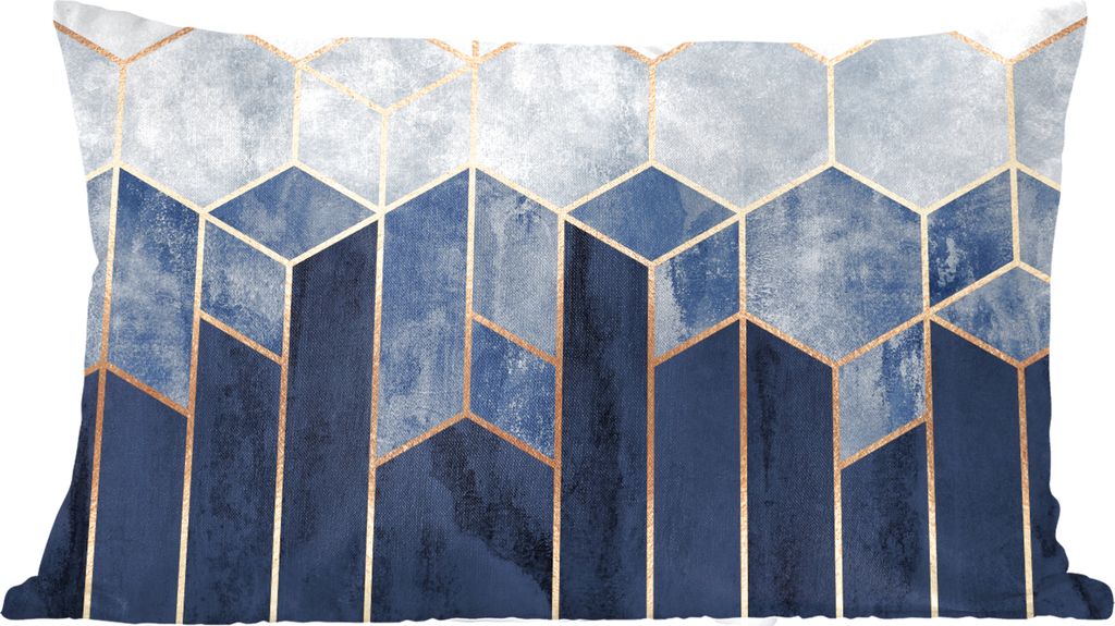 MuchoWow Zierkissen Sofakissen Wohnzimmer Dekokissen 60x40 cm Sechseck - Gold - Schablonen - Kopfkissen - Polster mit Foto