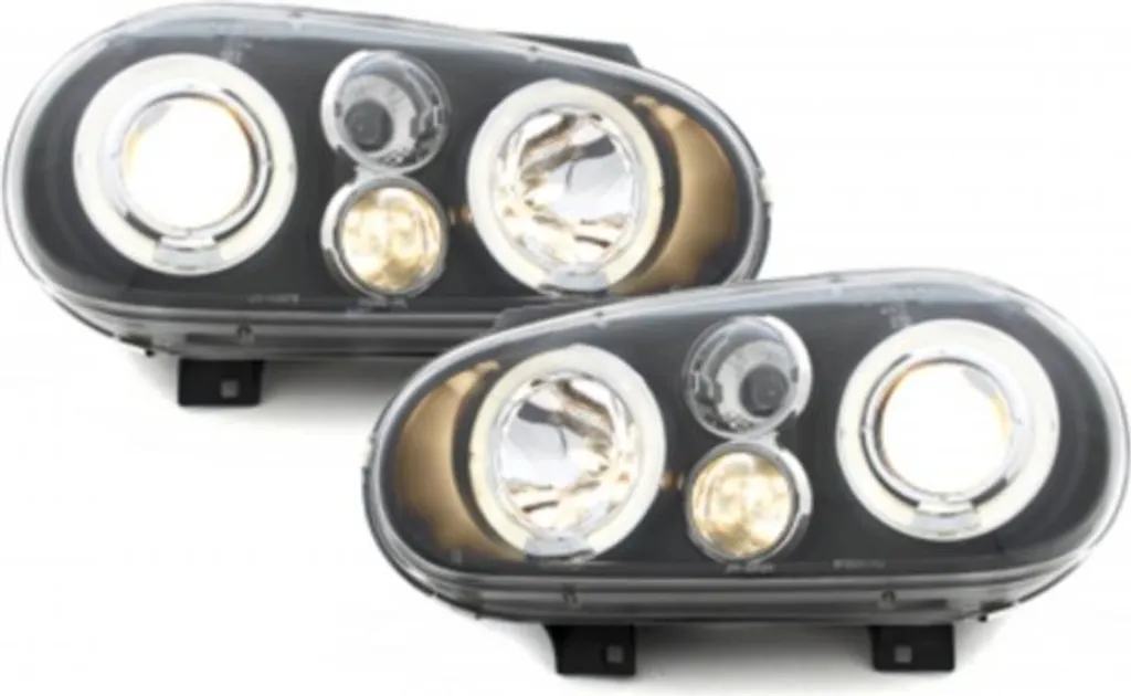 Phares pour Volkswagen Golf 4 Tuning Angel Eyes Noir Look 2 Halo 97-03