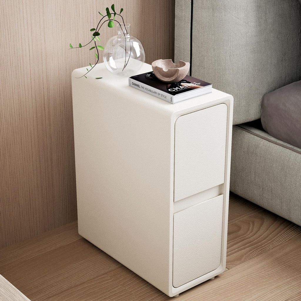 TWSOUL Nachttisch Schmaler Beistelltisch, Vormontierter Nachtschrank Schmal 20 cm Breit