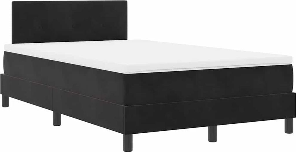 vidaXL LED Boxspringbett mit Kopfteil Schwarz 120 x 190 cm Samt