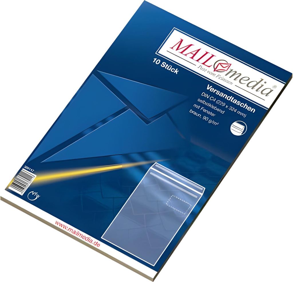 MAILmedia Versandtasche Natron braun C4 mit Fenster 10 Versandtaschen