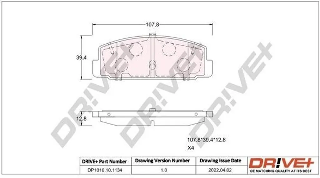 Plaquettes de frein Mazda 6 (G) sans bruit - Remplace OE GJYA2648ZH Dr!ve+