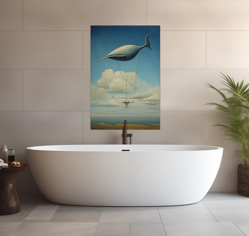Wallario wasserfestes Poster selbstklebend 91,50 x 61 cm, Himmlische Segelfahrt, Badezimmerposter Spritzschutz mit Hochglanzoberfläche in Glasoptik