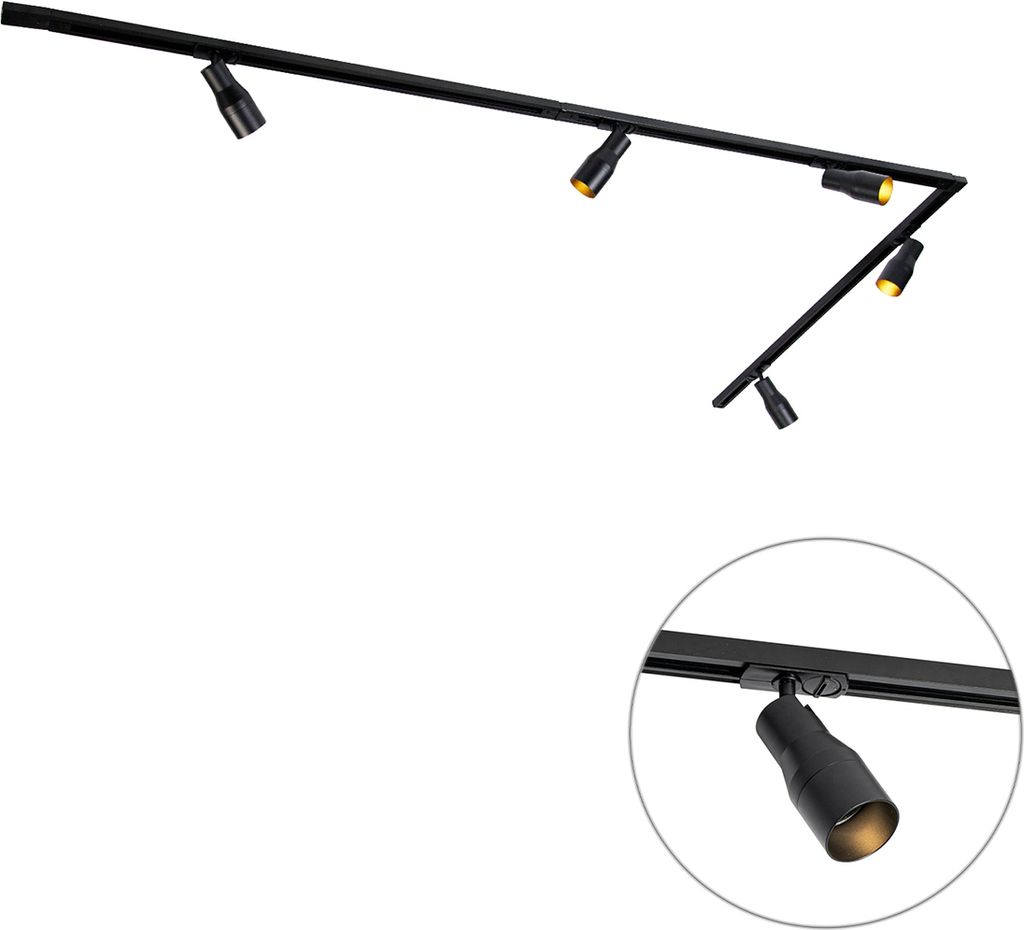 QAZQA - Modern Modernes Schienensystem I Spotlight I Deckenspot I Deckenstrahler I Strahler mit 5-flammig Spot I Spotlight I Deckenspot I Deckenstr...