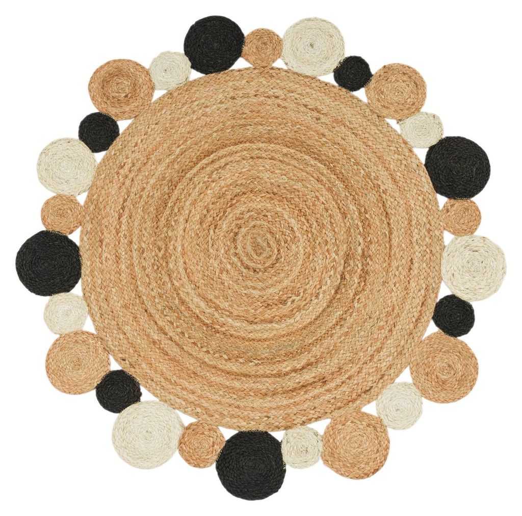 TT Home Wohnzimmer Teppich Rund Jute Modern Ethno Boho Produktbild 