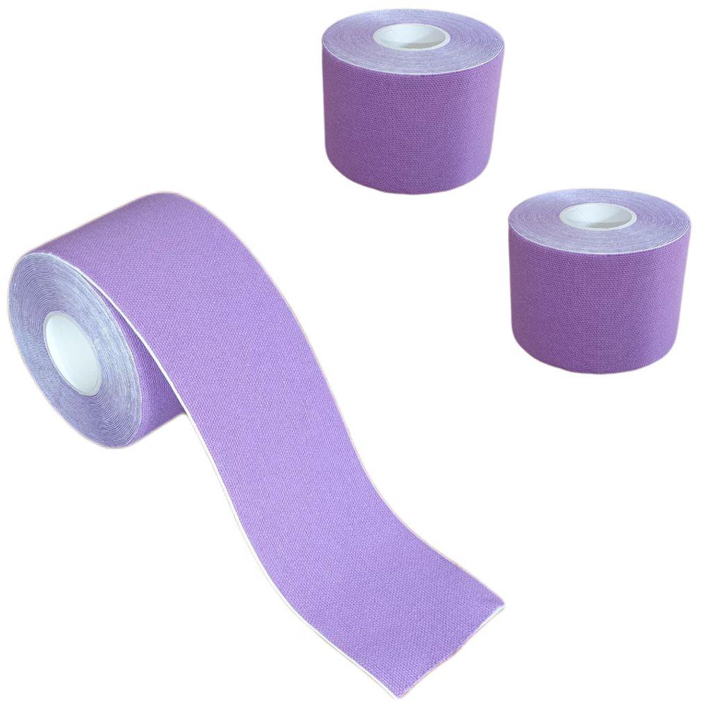 3 Rollen - Tapefactory24 Getting Started Kinesiologie Tape 2,5cm x 5m - lila, Tapes Taping Klebeband Tapeverband Bandage wasserfest