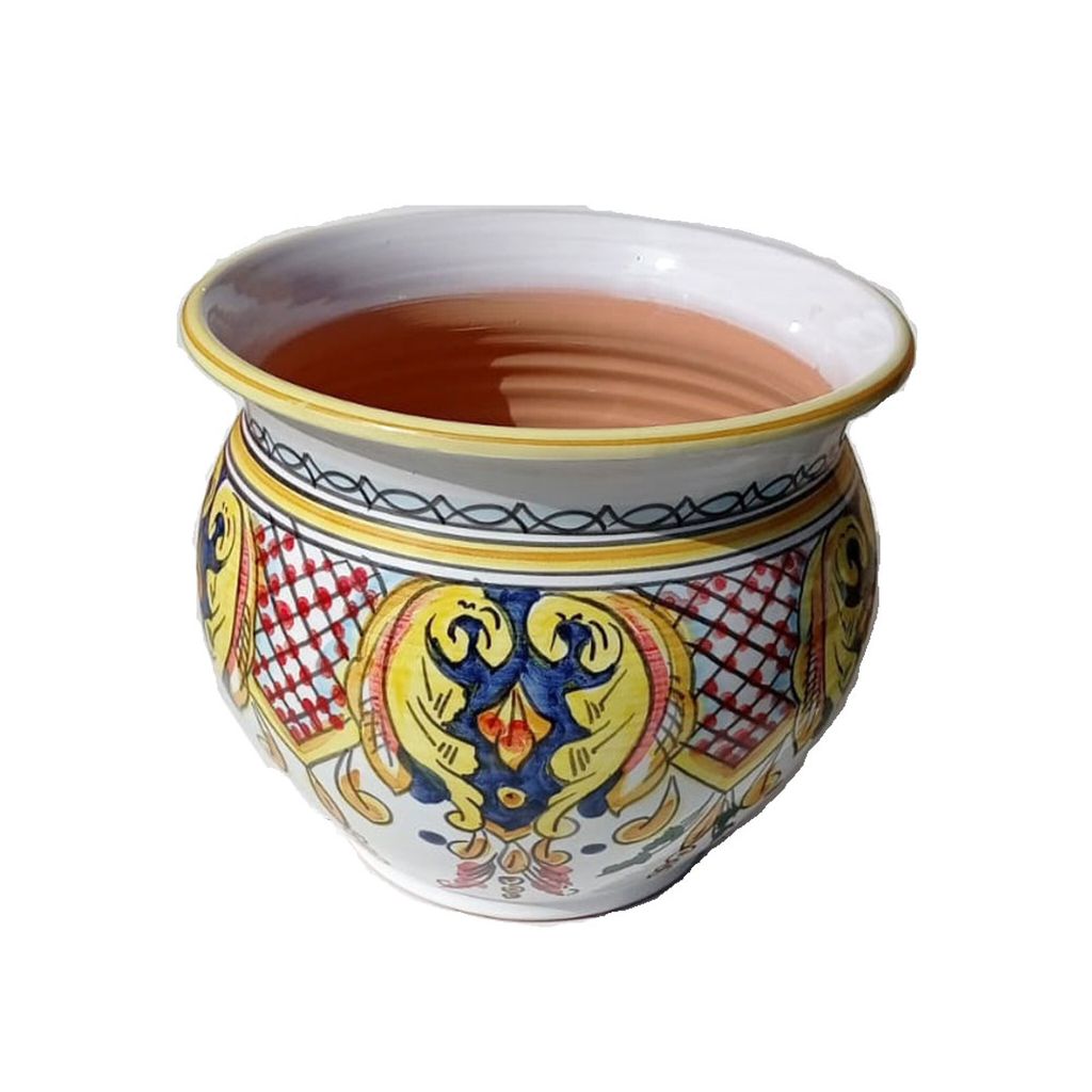 Übertopf aus Keramik, von erfahrenen Töpfern von Hand dekoriert. Höhe (cm. Ungefähr 25. Für Außen- und Innenumgebungen., 30x30x25