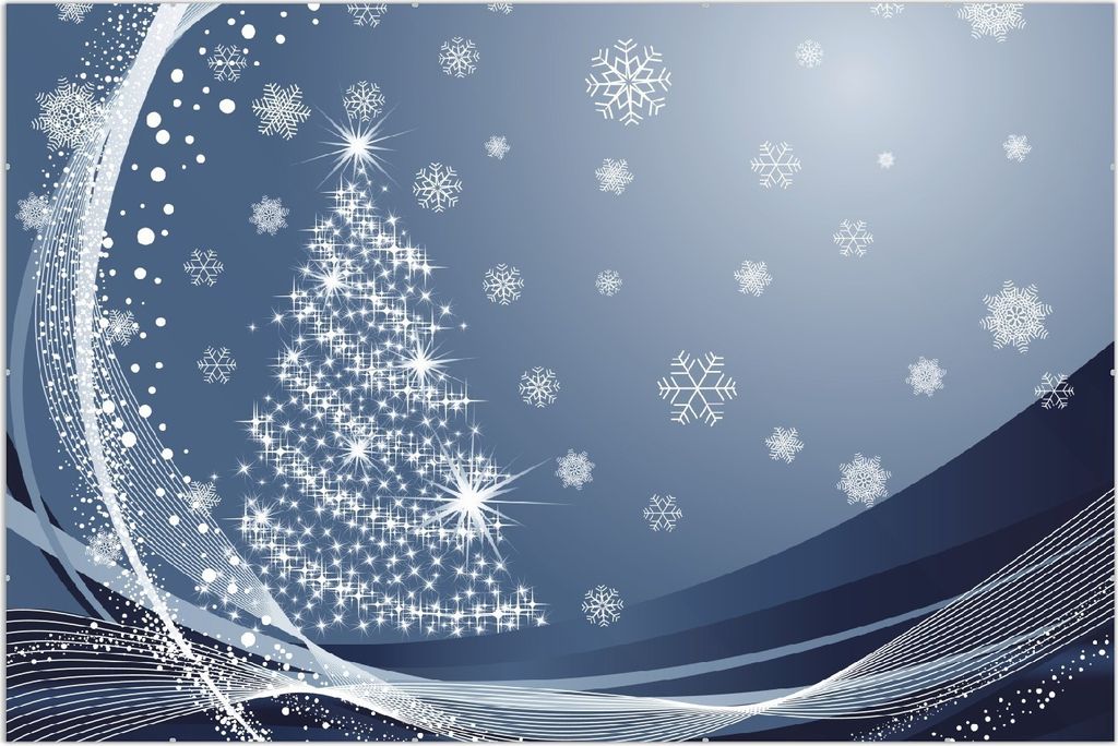 Wallario Wandbild Glitzernder Tannenbaum mit Schneeflocken, Produktbild 