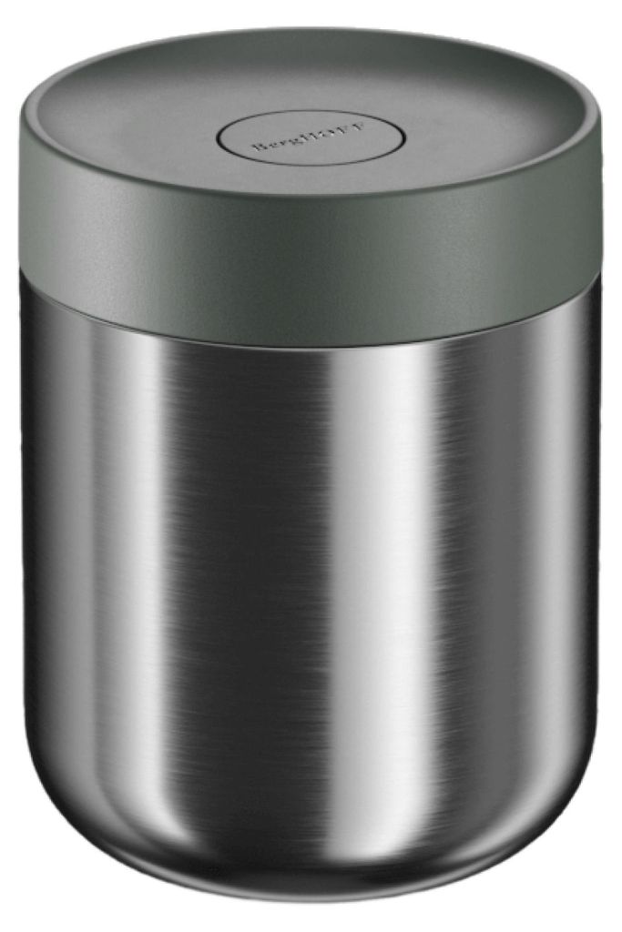 BergHOFF Home Nommie, Thermobehälter für Essen 0,5 l, Essensbehälter, Doppelwandige Isolierung, Warm/kalt bis 6 Std., Edelstahl, Khaki & Silber