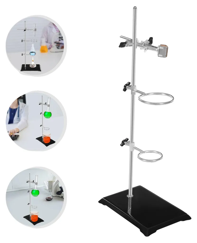 Support de labo anti-basculement 50 cm, anneaux pour verrerie stable