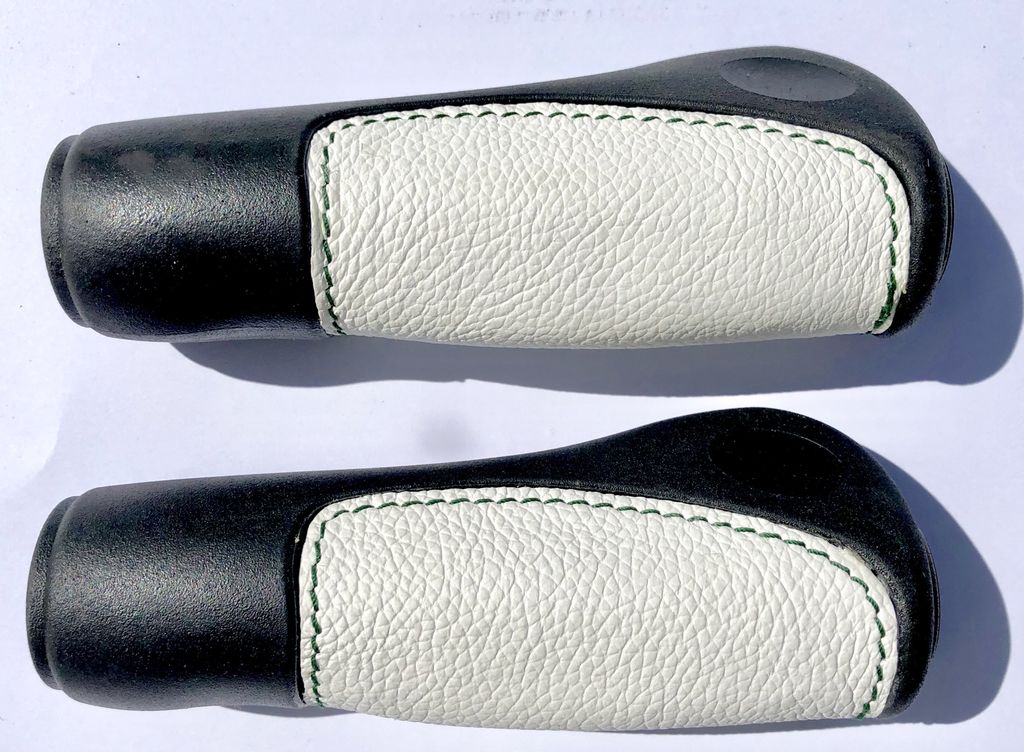 Lenkergriffe schwarz Lederinlay weiß, lang - lang RG