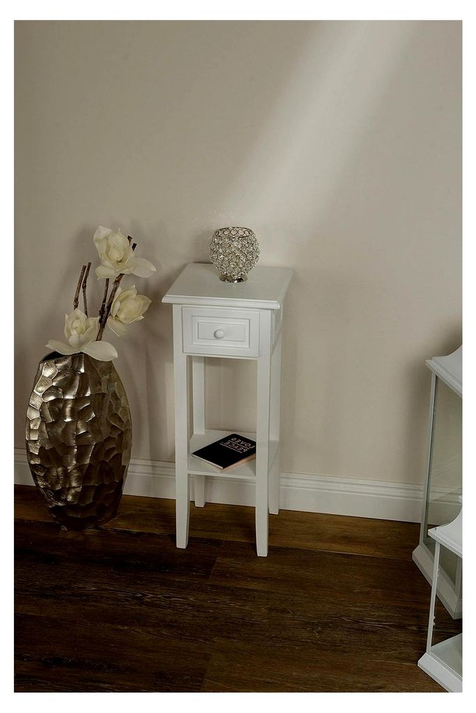 MyFlair Telefontisch, MDF, Paulownia, Weiß, 25 x 25 x 67 cm