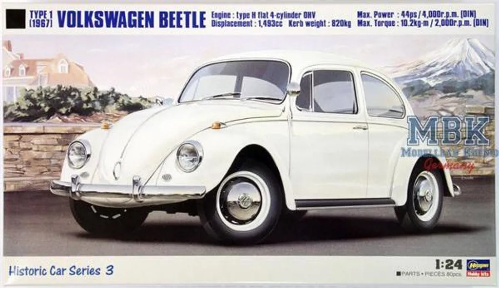 Maquette Volkswagen Beetle 1967 Hasegawa avec moteur détaillé HC-03