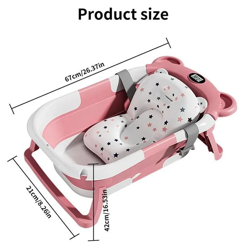 Baignoire Enfant Pliable Rose - Bassin de Bain Ergonomique 13-24 Mois