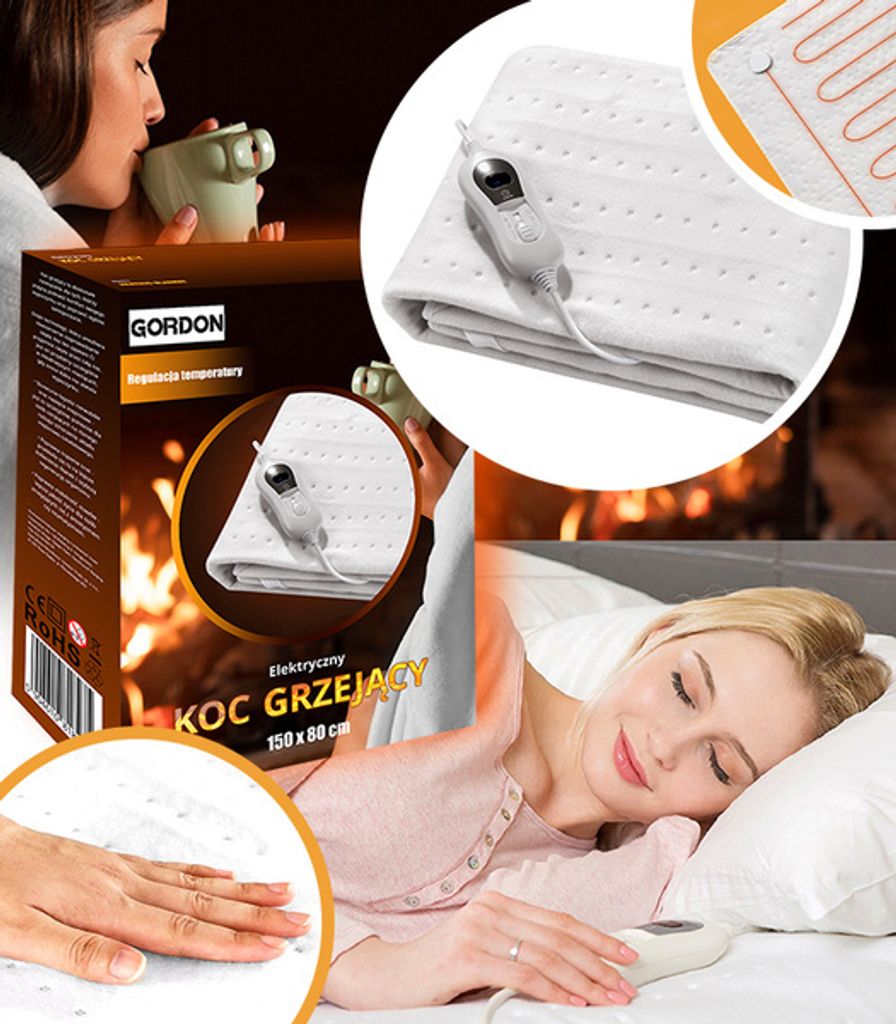 Elektrische Heizdecke 150 x 80 Groß Weich Warm Weiß mit Produktbild 