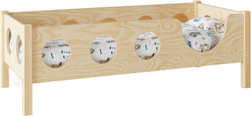 Kinderbett TIAN PO 160x200 aus natürlichem Holz – Ökologisches Design, einfache Montage, inklusive Lattenrost,es Kiefernholz