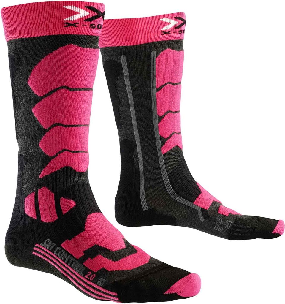 X-Socks Ski Control 2.0 Lady Socken anthracite/fuchsia 41/42