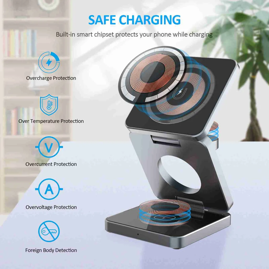 Chargeur sans fil induction multiple et support de bureau ergonomique - 6