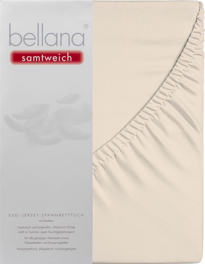 Bellana samtweich - Nobel-Jersey Elasthan Spannbetttuch 140-160 x 200-220 cm creme Perfekte Passform dank Elasthan